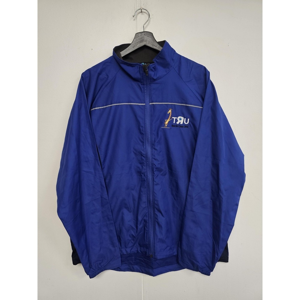 Tri-Mountain Jacket Mens Large Blue TRU Toys R Us Windbreaker Reflective Zip